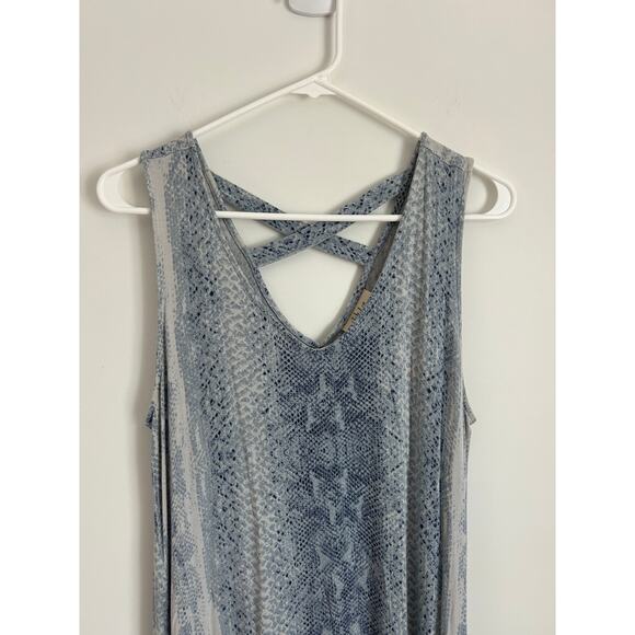 Style & Co. Blue Snakeskin Print Stretchy Dress - Medium Sleeveless - Picture 4 of 7